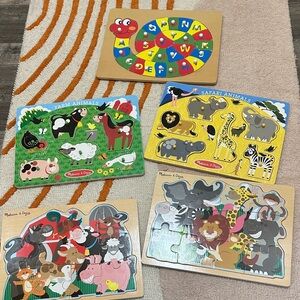 Melissa & Doug Animal Puzzle Collection - farm, safari, alphabet
